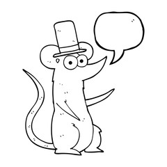 speech bubble cartoon mouse wearing top hat