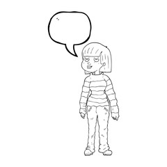 speech bubble cartoon woman in casual clothes