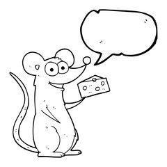 speech bubble cartoon mouse with cheese