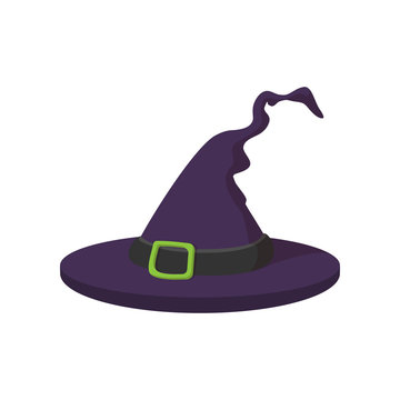 Witch hat icon, cartoon style
