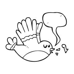 speech bubble cartoon singing bird
