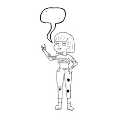 speech bubble cartoon rock girl