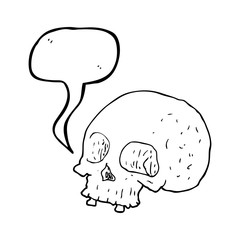 speech bubble cartoon old skull