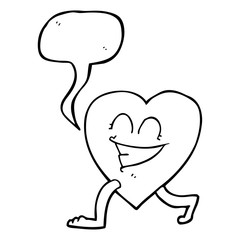 speech bubble cartoon walking heart
