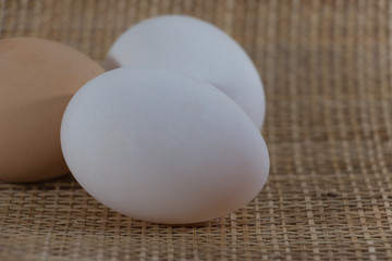 Eggs in wooden background