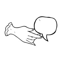 speech bubble cartoon hand