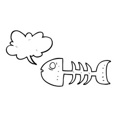 speech bubble cartoon fish bones