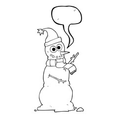 speech bubble cartoon snowman
