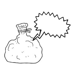speech bubble cartoon tied sack