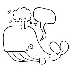 Obraz premium speech bubble cartoon whale spouting water
