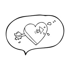 speech bubble cartoon arrow through heart speech bubble cartoon