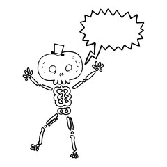 speech bubble cartoon dancing skeleton