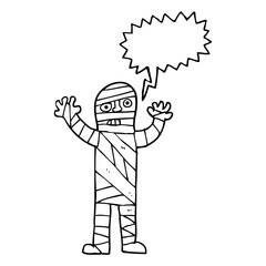 speech bubble cartoon bandaged mummy