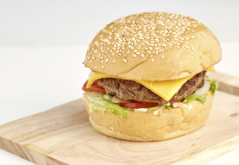 Delicious burger with beef