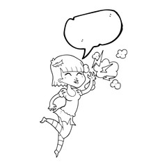 speech bubble cartoon vampire girl flying