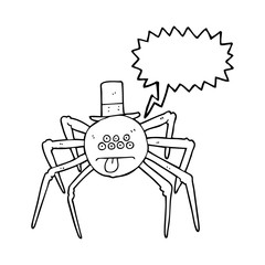 speech bubble cartoon halloween spider in top hat