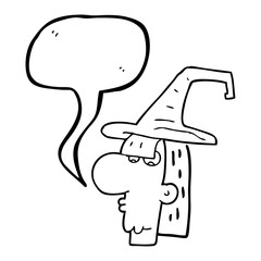 speech bubble cartoon witch head