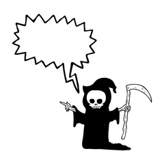 speech bubble cartoon death with scythe