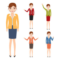 Fototapeta premium set of business woman character at office work. people character