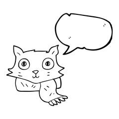 speech bubble cartoon cat wearing scarf