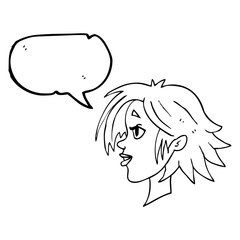 speech bubble cartoon happy female face
