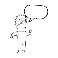 speech bubble cartoon man waving