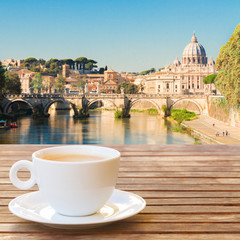 Naklejka na ściany i meble Cup of coffee in Rome