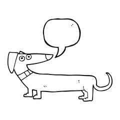 speech bubble cartoon sausage dog