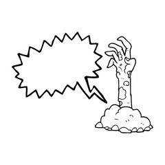 speech bubble cartoon zombie hand rising from ground