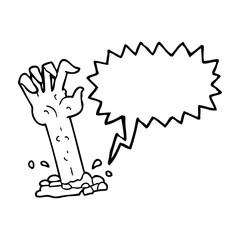 speech bubble cartoon zombie hand rising from ground