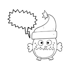 speech bubble cartoon owl wearing christmas hat