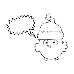 speech bubble cartoon owl wearing christmas hat