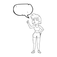 speech bubble cartoon happy gym woman