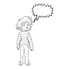 speech bubble cartoon chilled out girl