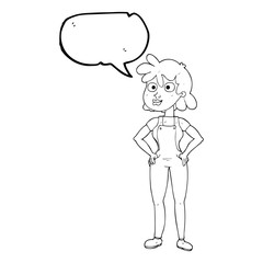 speech bubble cartoon farmer girl