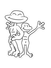 2 frog friends team, family, children papa mama love happy siblings twins