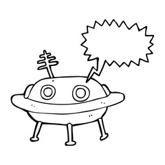 speech bubble cartoon alien spaceship