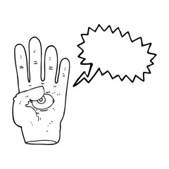 speech bubble cartoon spooky hand with eyeball