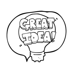 speech bubble cartoon great idea light bulb symbol