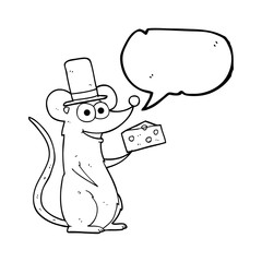 speech bubble cartoon mouse with cheese