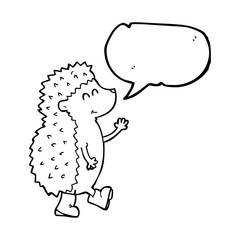 cute speech bubble cartoon hedgehog