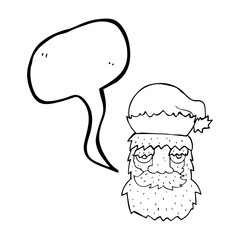 speech bubble cartoon tired santa claus face