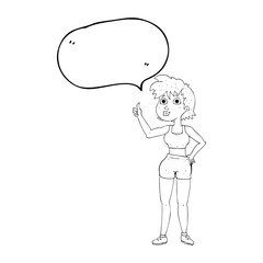 happy gym woman giving thumbs up symbol