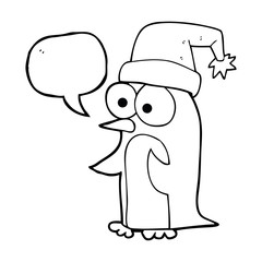 speech bubble cartoon christmas penguin