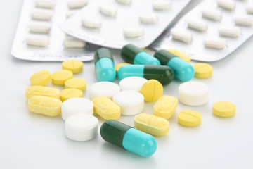 pills isolated on white background.