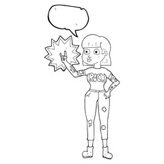 speech bubble cartoon rock girl
