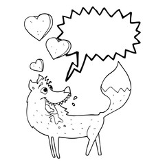 speech bubble cartoon wolf in love