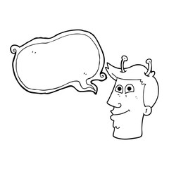 speech bubble cartoon alien man
