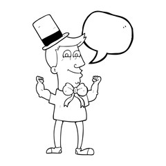 speech bubble cartoon celebrating man