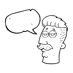 speech bubble cartoon man with hipster hair cut